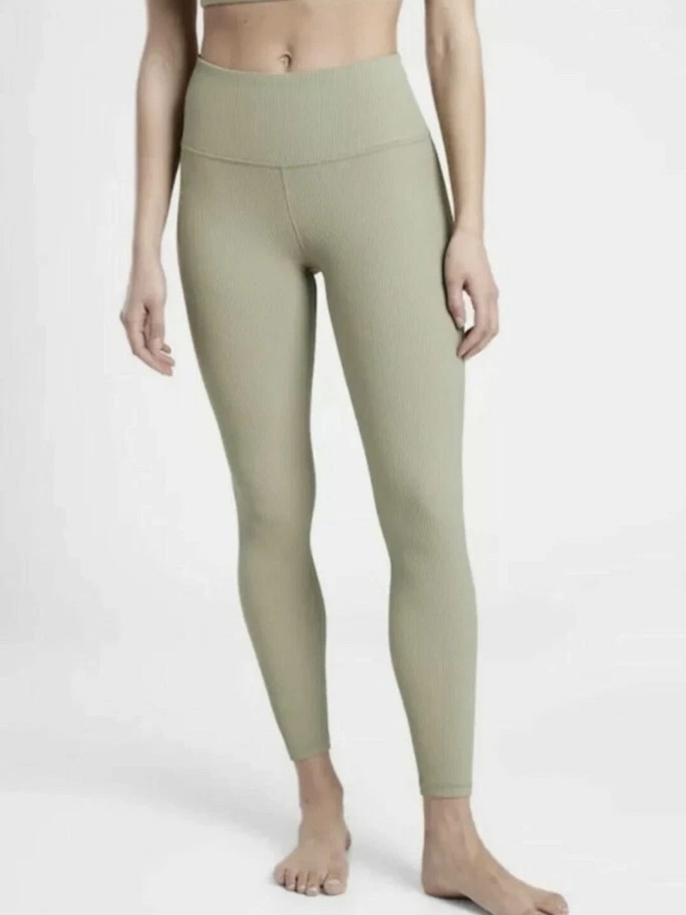 Athleta Elation 7/8 High Rise Rib Legging Tight Eucalyptus L